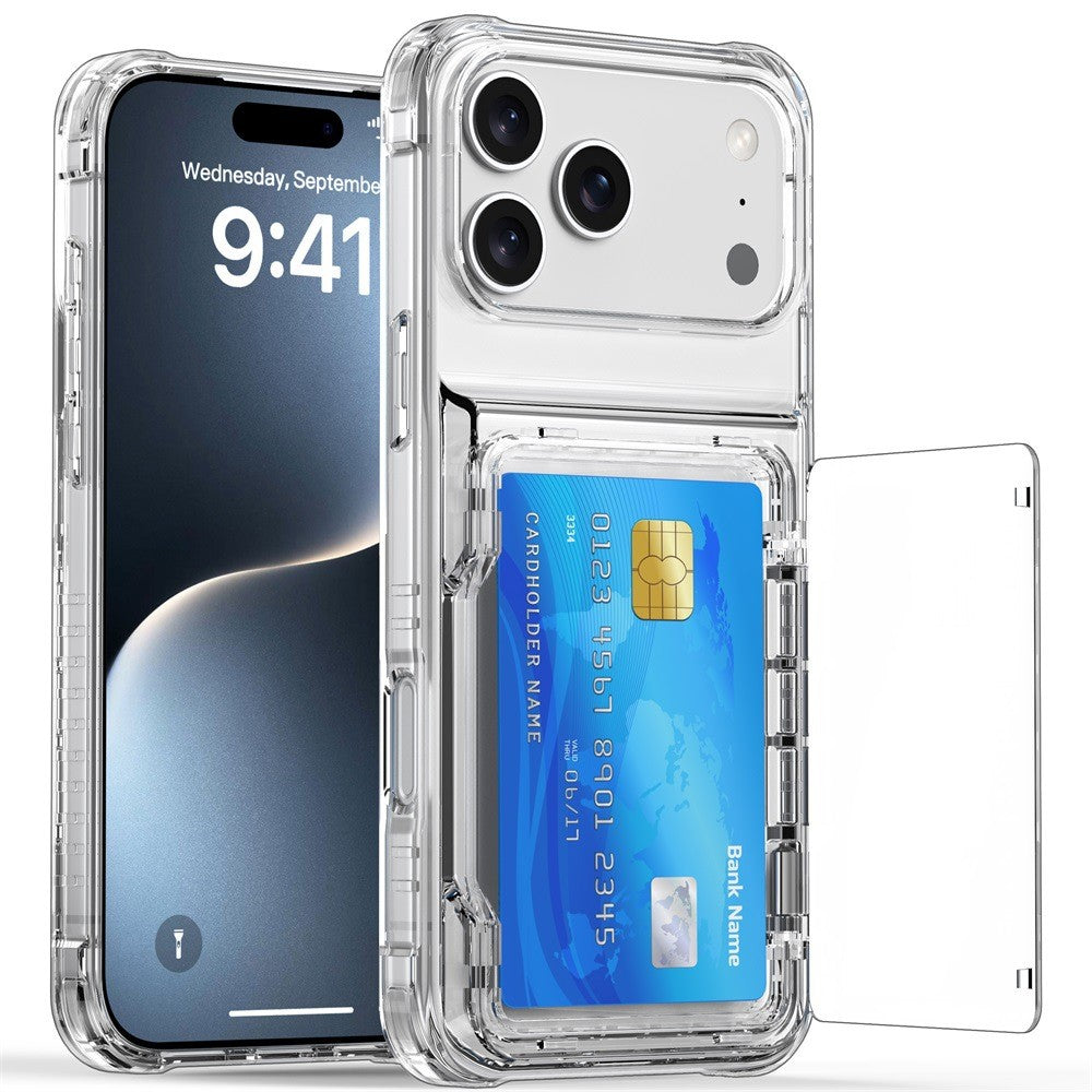 Clear Transparent Card Slots Back Holder Case For iPhone 17 Pro Max