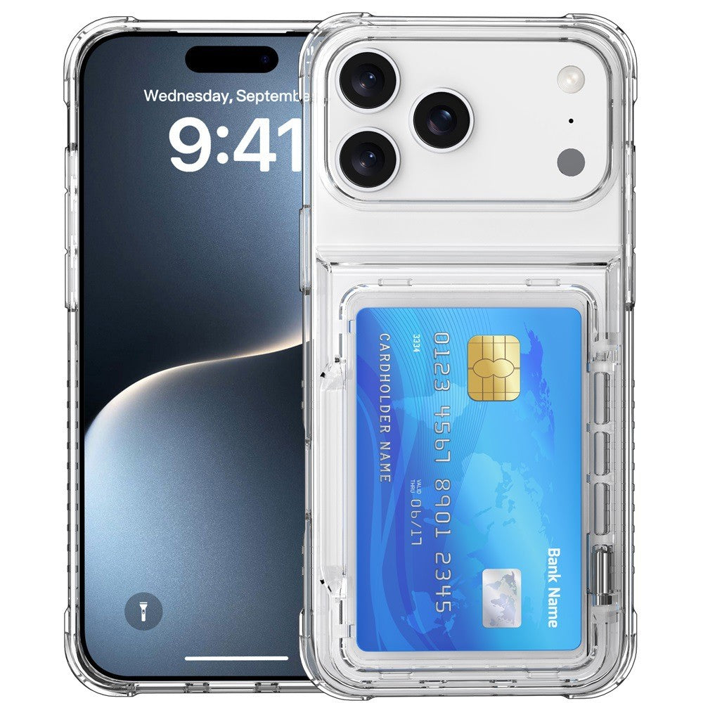 Clear Transparent Card Slots Back Holder Rugged Case For iPhone 17 Pro