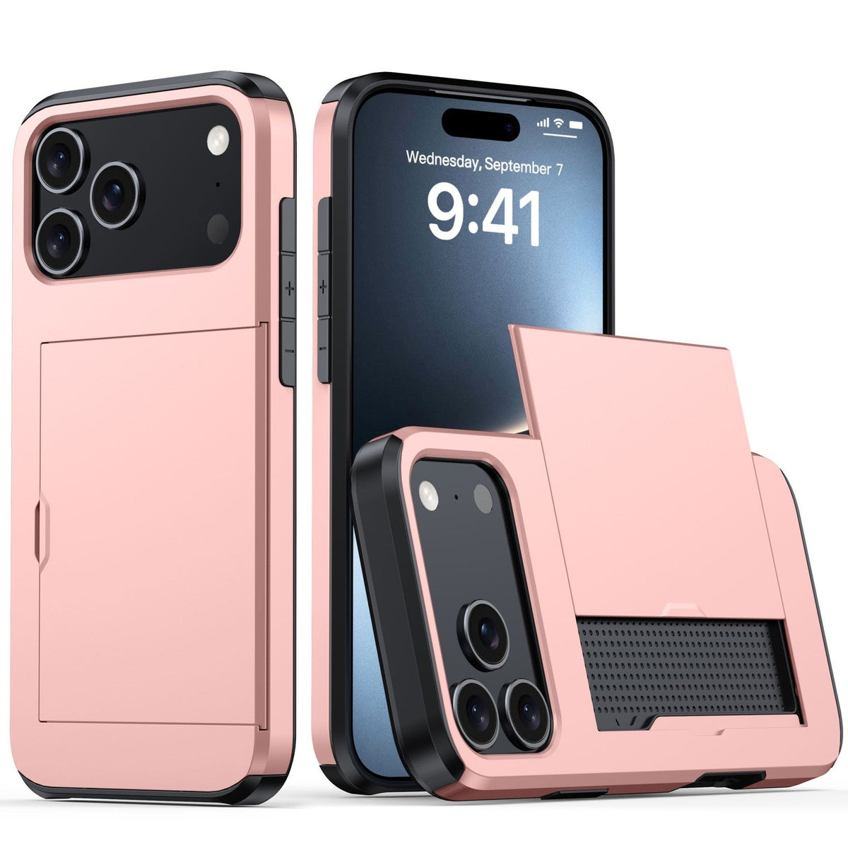 Card Slots Back Holder Rugged Case Cover For iPhone 17 Pro Max
