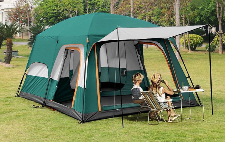 Spacious Portable Camping Tent for 6-10 Persons with Carrying Bag Included