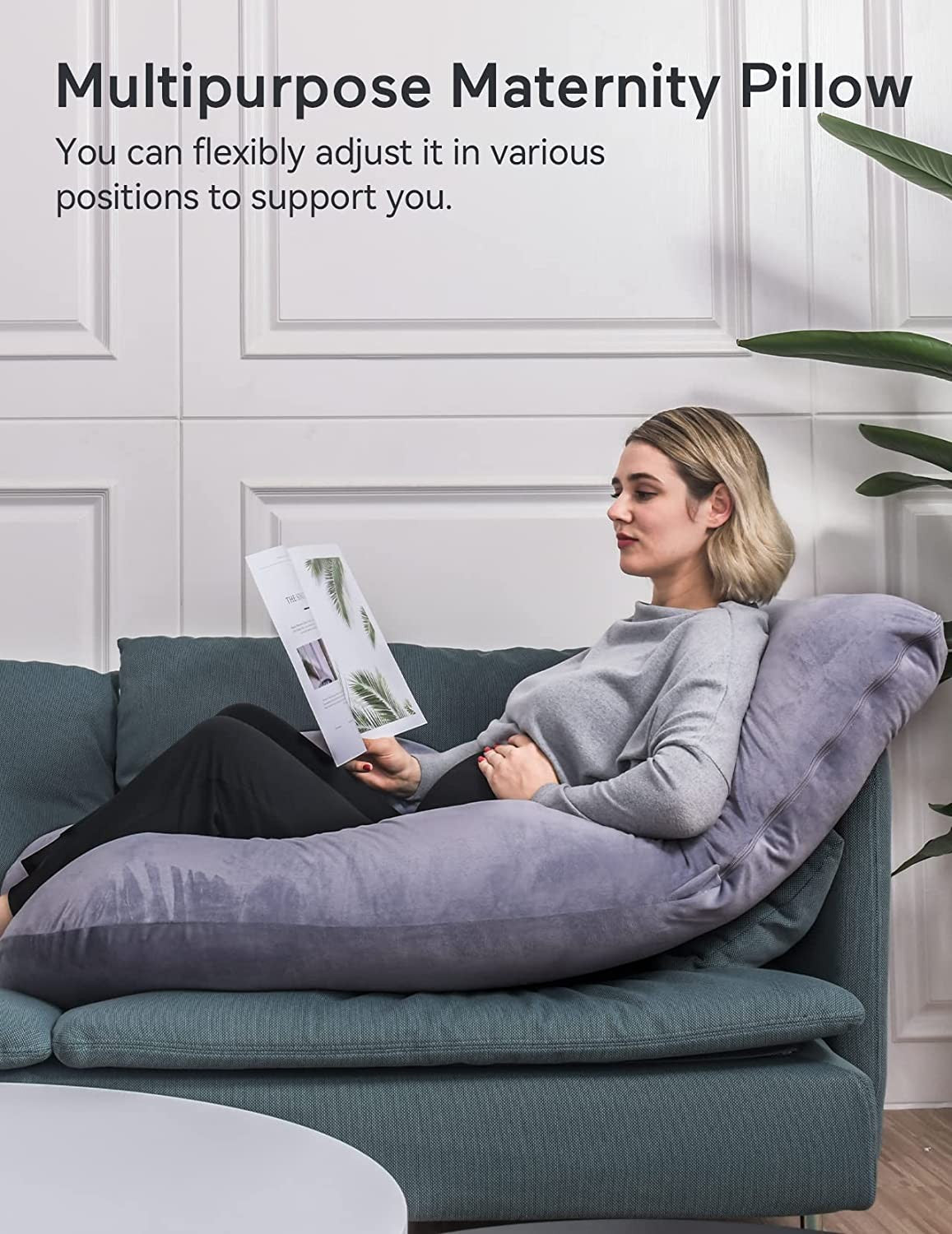 Comfortable U Shaped Pregnancy Pillow with Velvet Cover Full Body Support