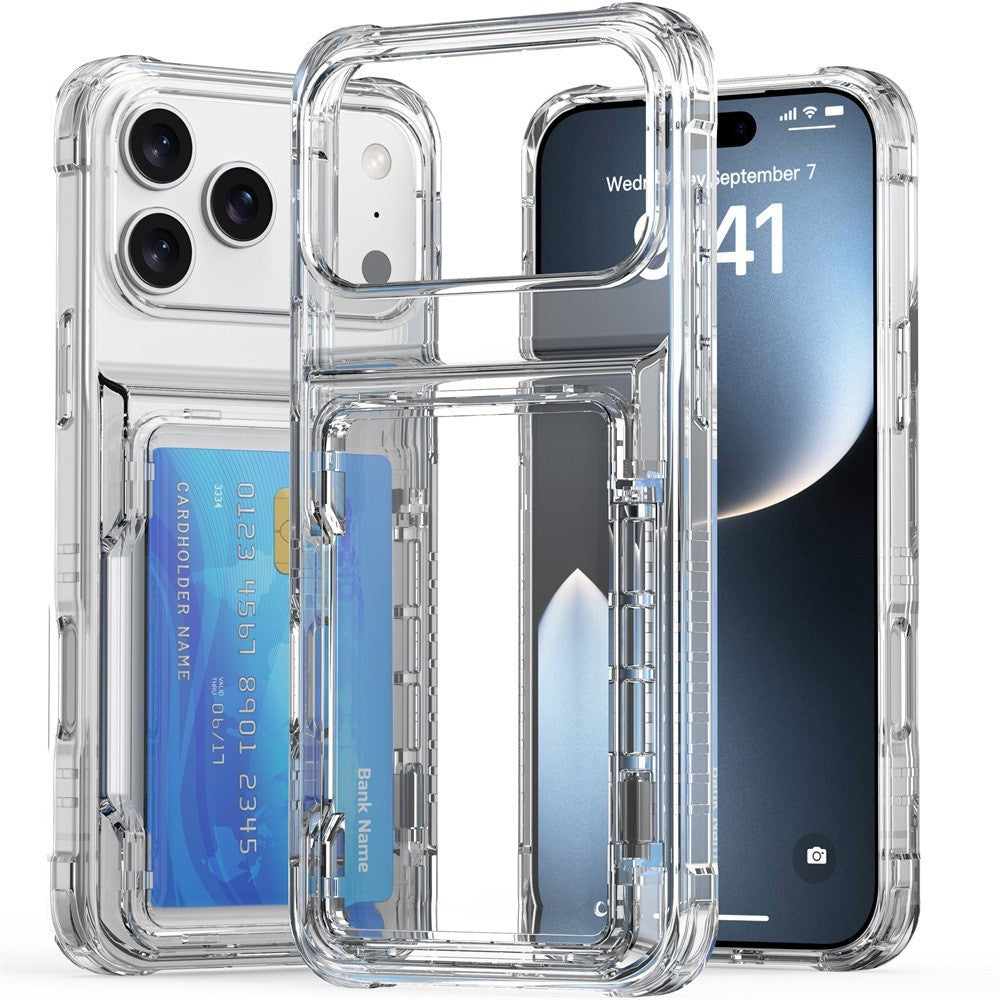Clear Transparent Card Slots Back Holder Case For iPhone 17 Pro Max