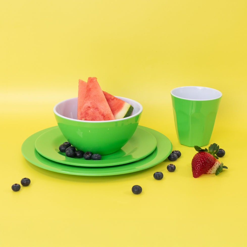 Henni & Friends Melamine Bowls Set, Green Melamine Cereal/Soup/Salad Bowls, Set of 6