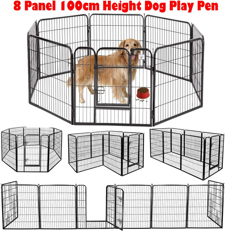 Dog Playpen Pet Cage Enclosure 8 Panel Puppy Fence Metal Play Pen