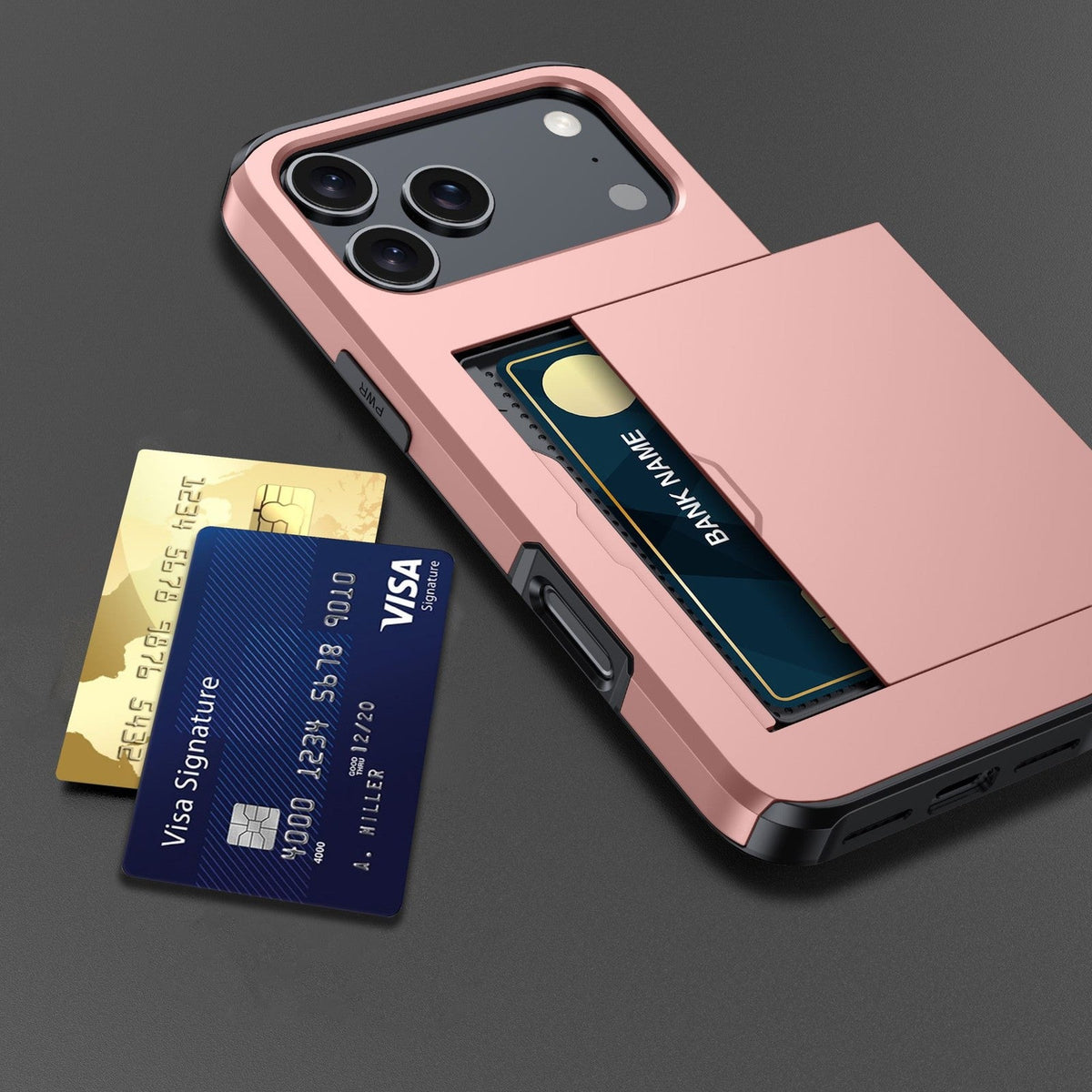 Card Slots Back Holder Rugged Case Cover For iPhone 17 Pro Max