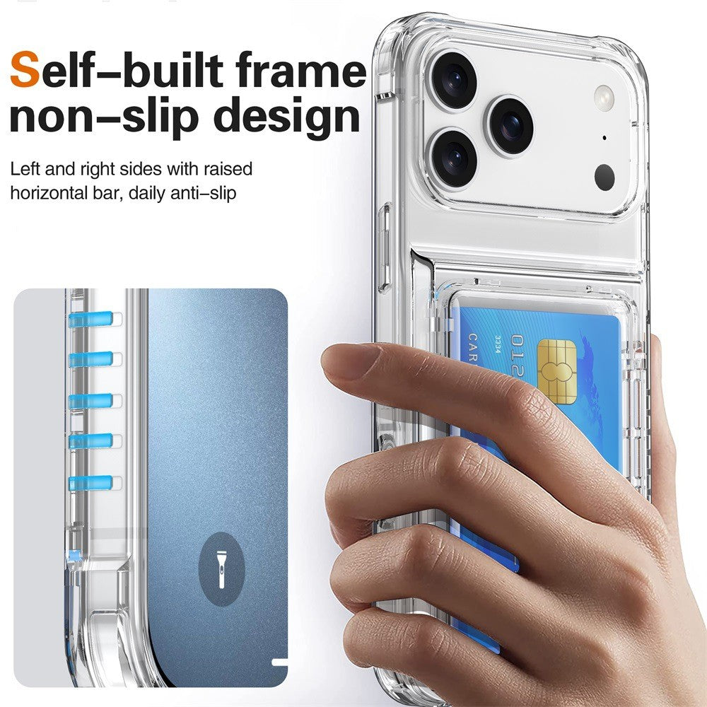 Clear Transparent Card Slots Back Holder Case For iPhone 17 Pro Max