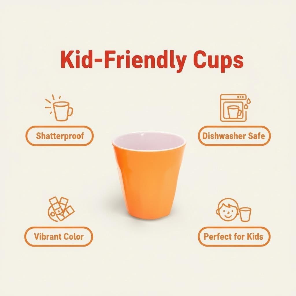 Henni & Friends 300ML Melamine Cups, Set of 6 in Pink