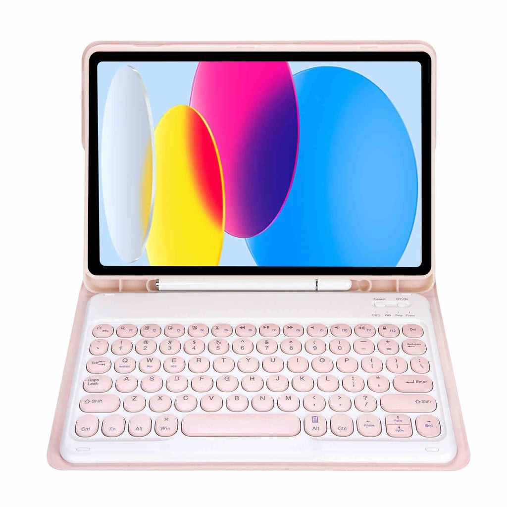 iPad 10Gen 10.9inch 2022, iPad 11th (A16 2025) Bluetooth Keyboard Case - Pink