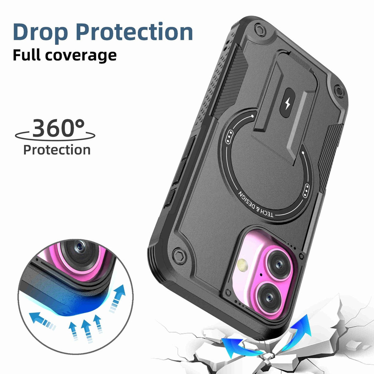 Magnetic Kickstand Magsafe Shock proof Bumper Case for iPhone 17