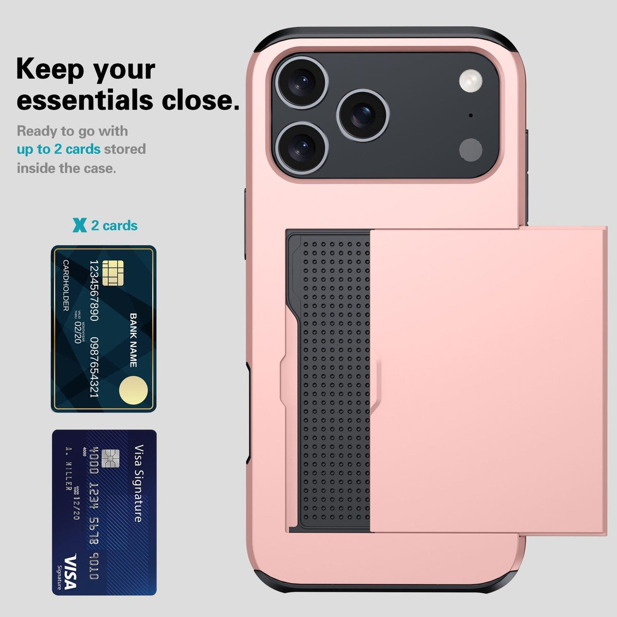 Card Slots Back Holder Rugged Case Cover For iPhone 17 Pro Max
