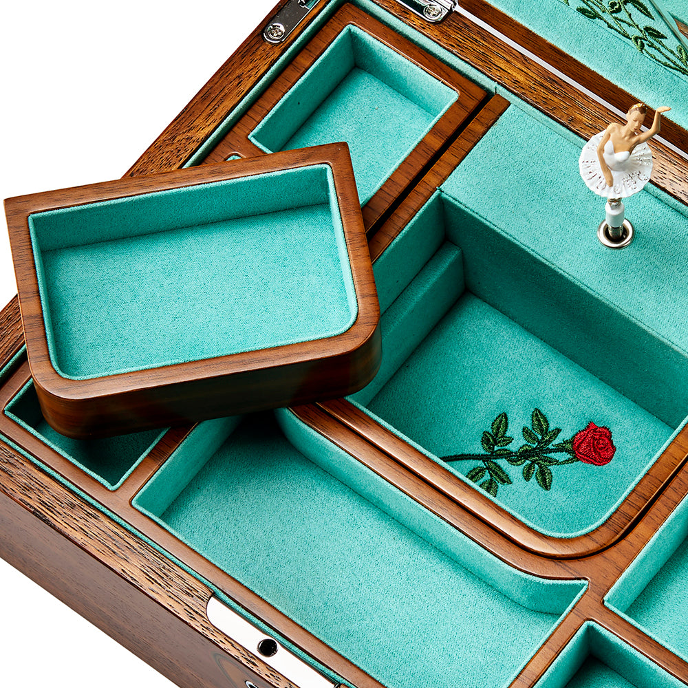 Wolf Ballet Musical Jewellery Box - Sleeping Beauty Walnut Wood