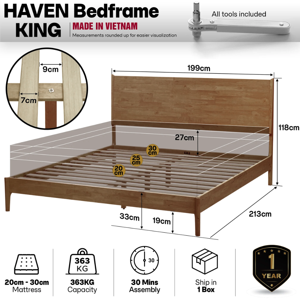 Haven Solid Wood Bed Frame