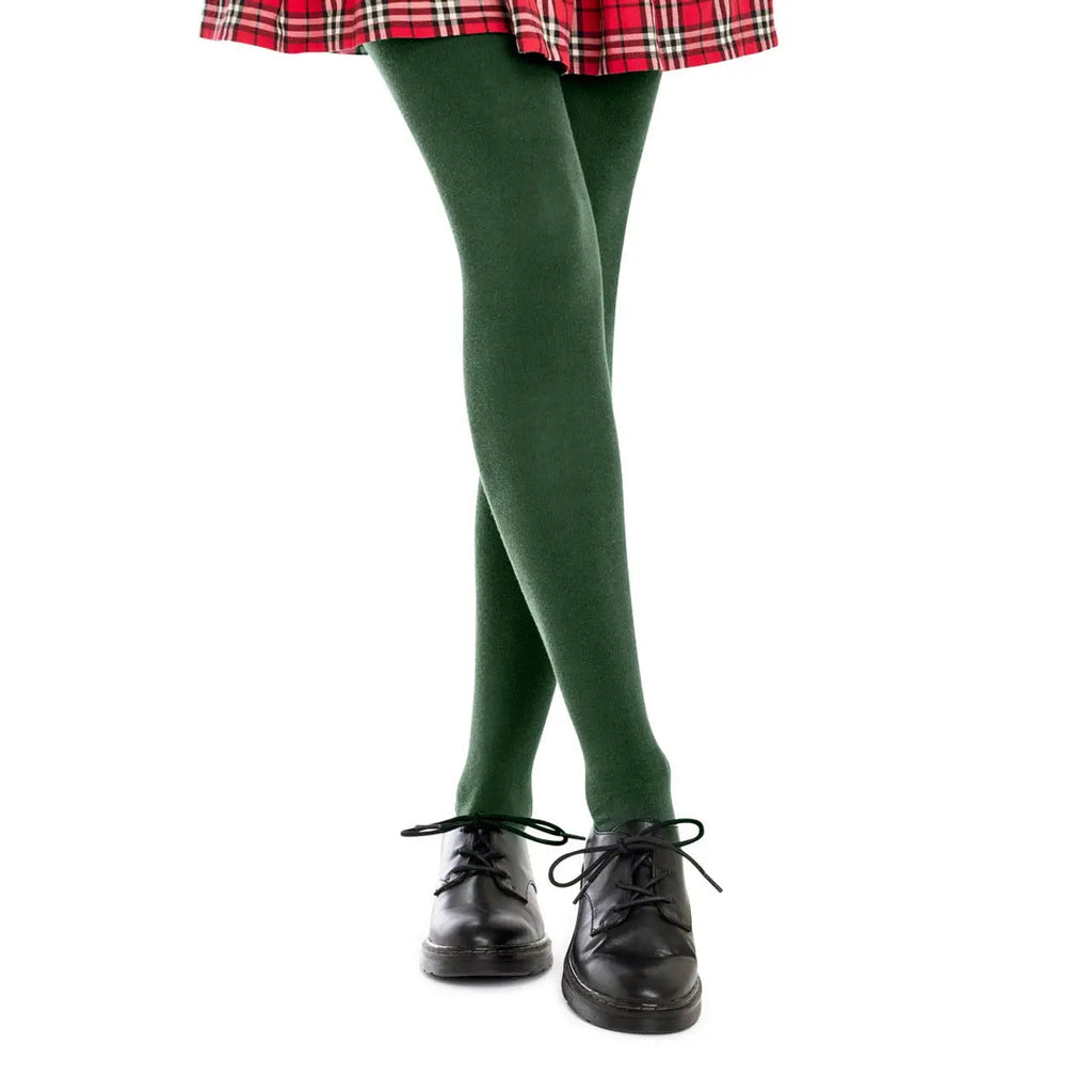 Winter School Cotton Tights - Green