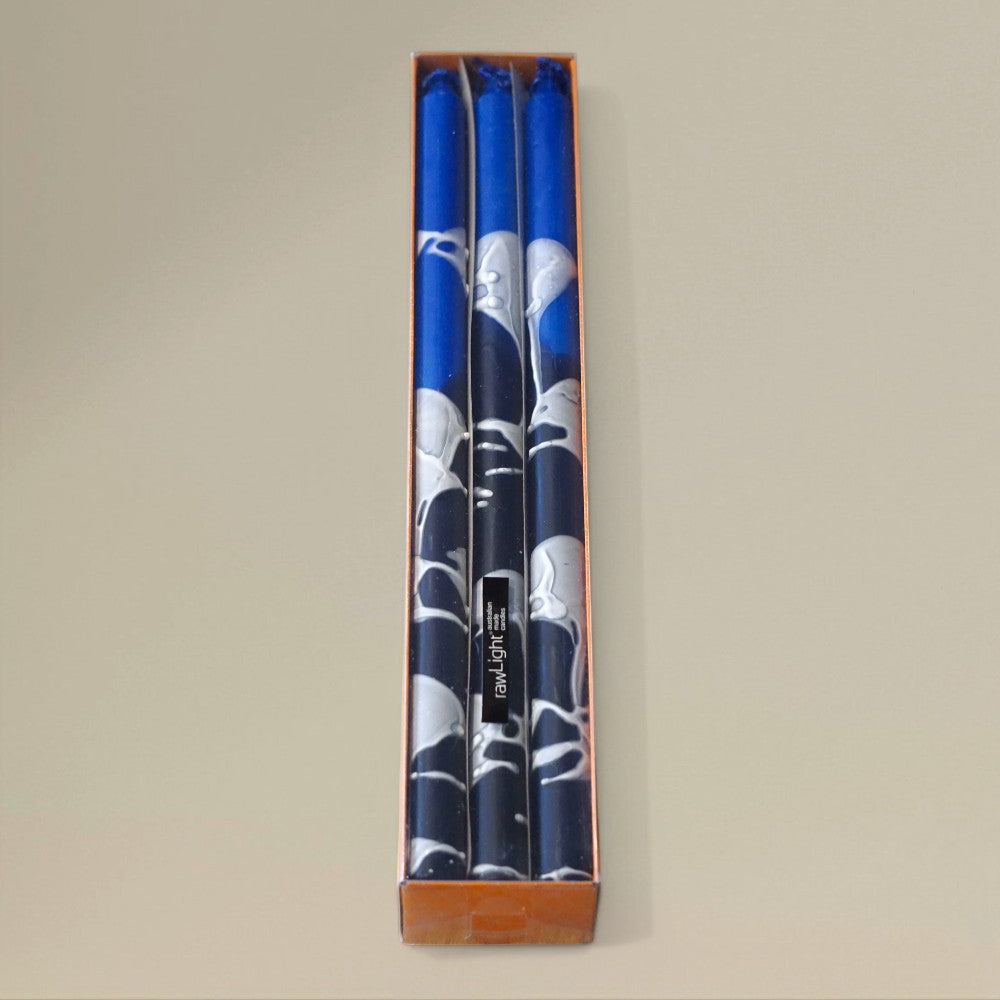 Dining candle 22x400mm splashed packet of 6