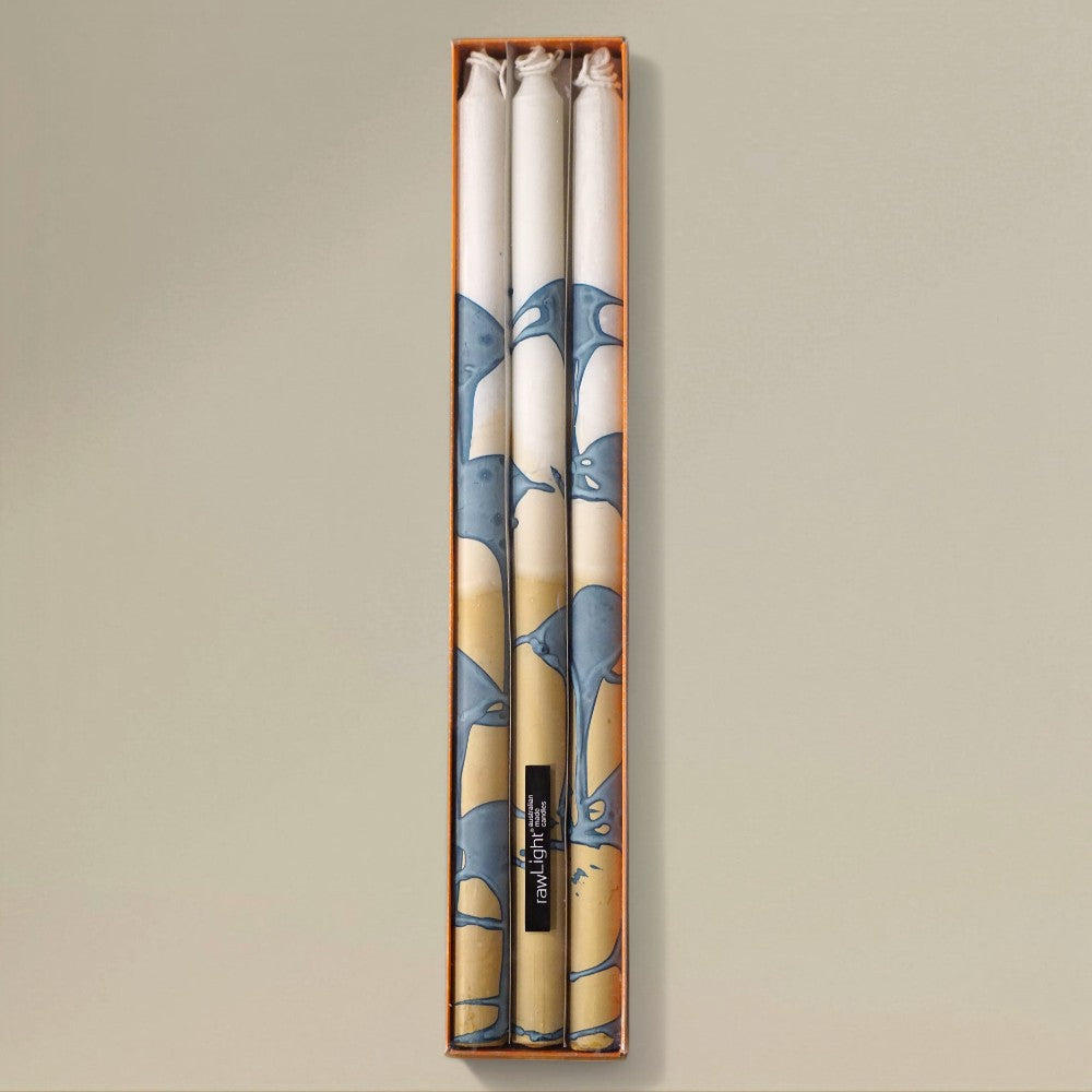 Dining candle 22x400mm splashed packet of 6