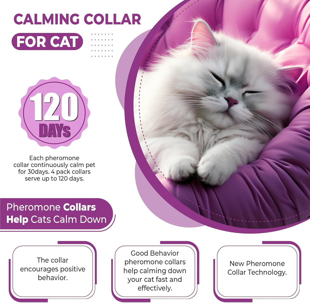 4PCS Calming Pheromone Collars for Cats