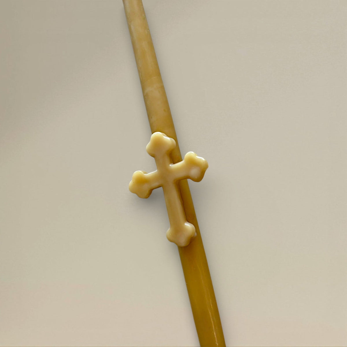 Taper candle beeswax 400mm with orthodox cross