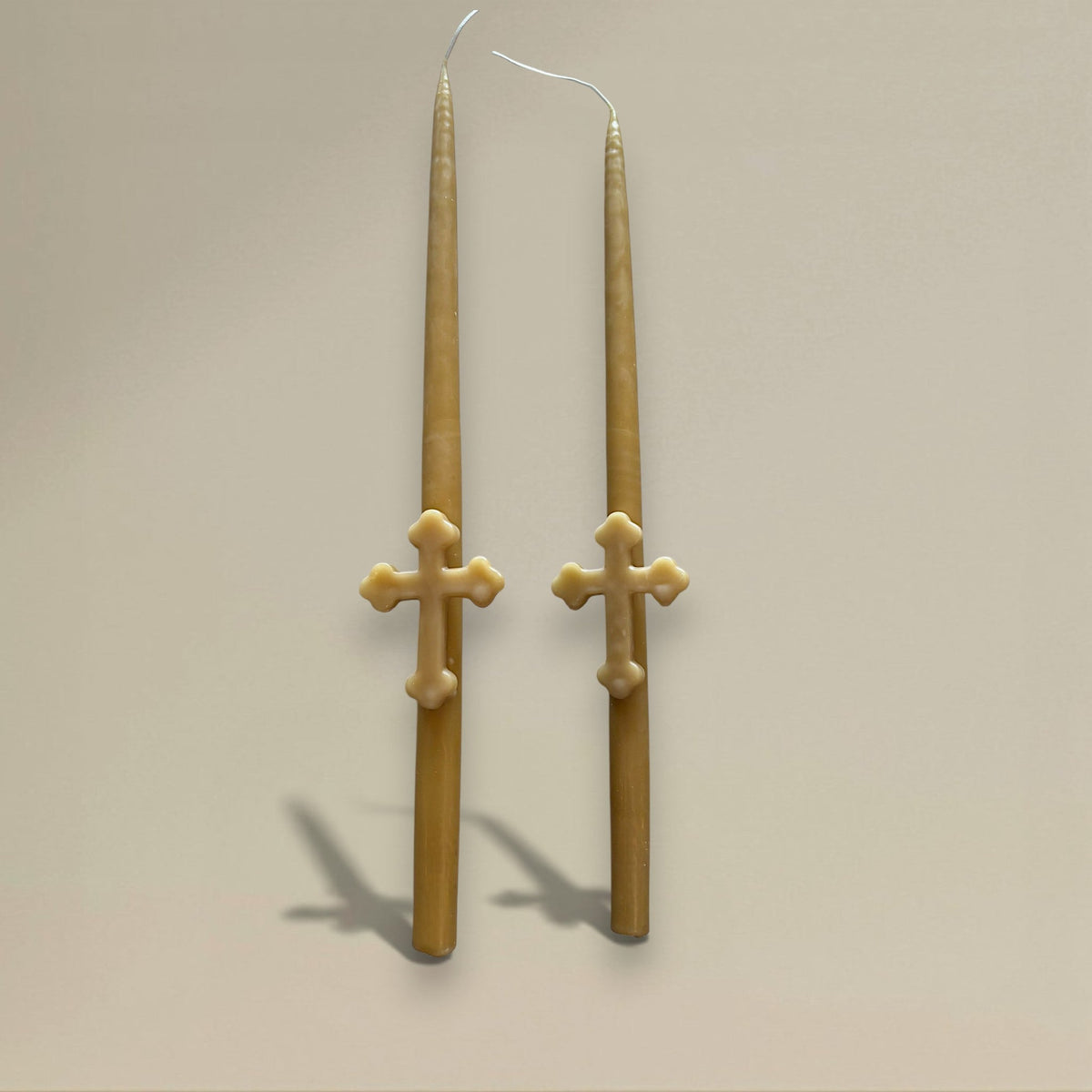 Taper candle beeswax 400mm with orthodox cross