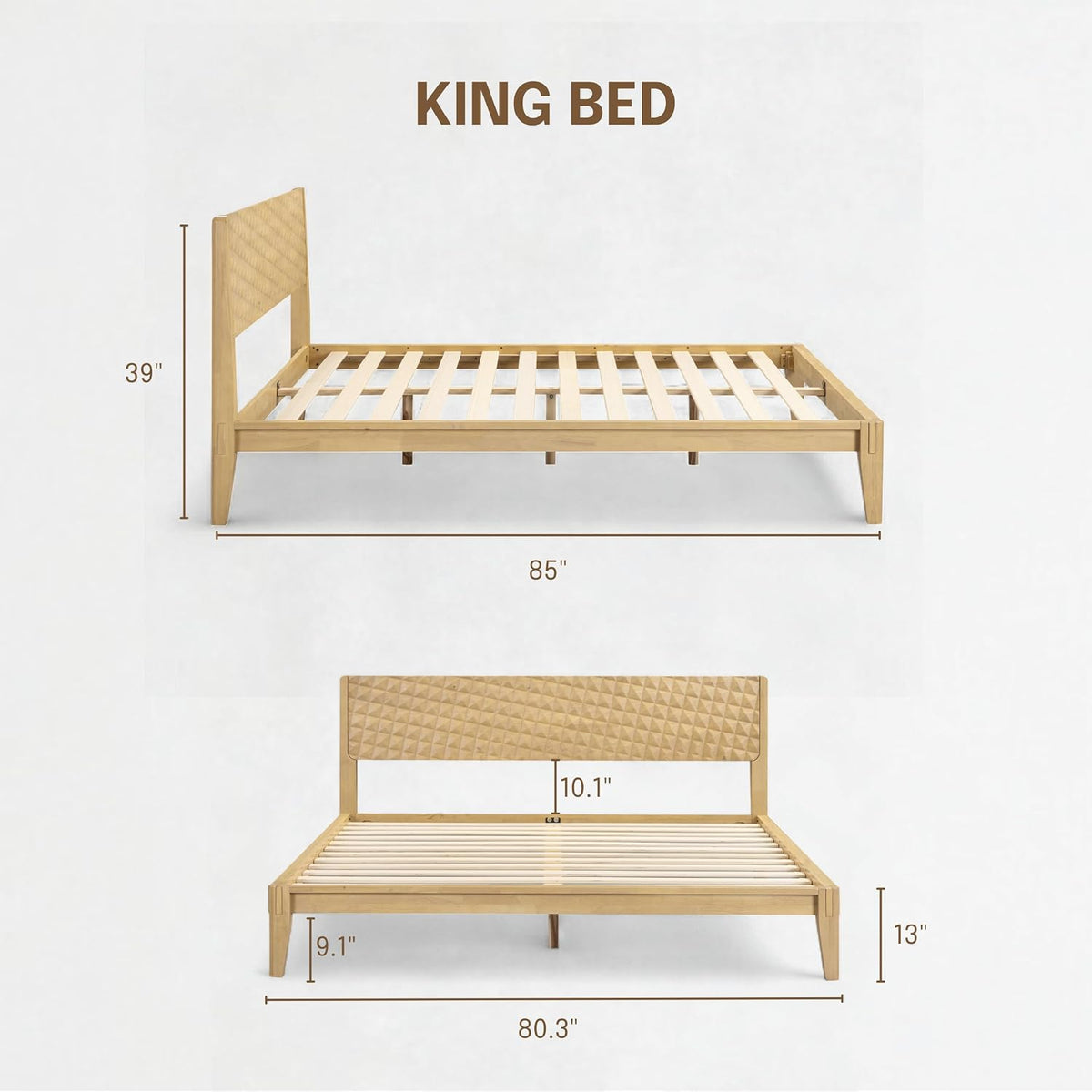 Sapa Solid Wood Platform Bed Frame With Headboard