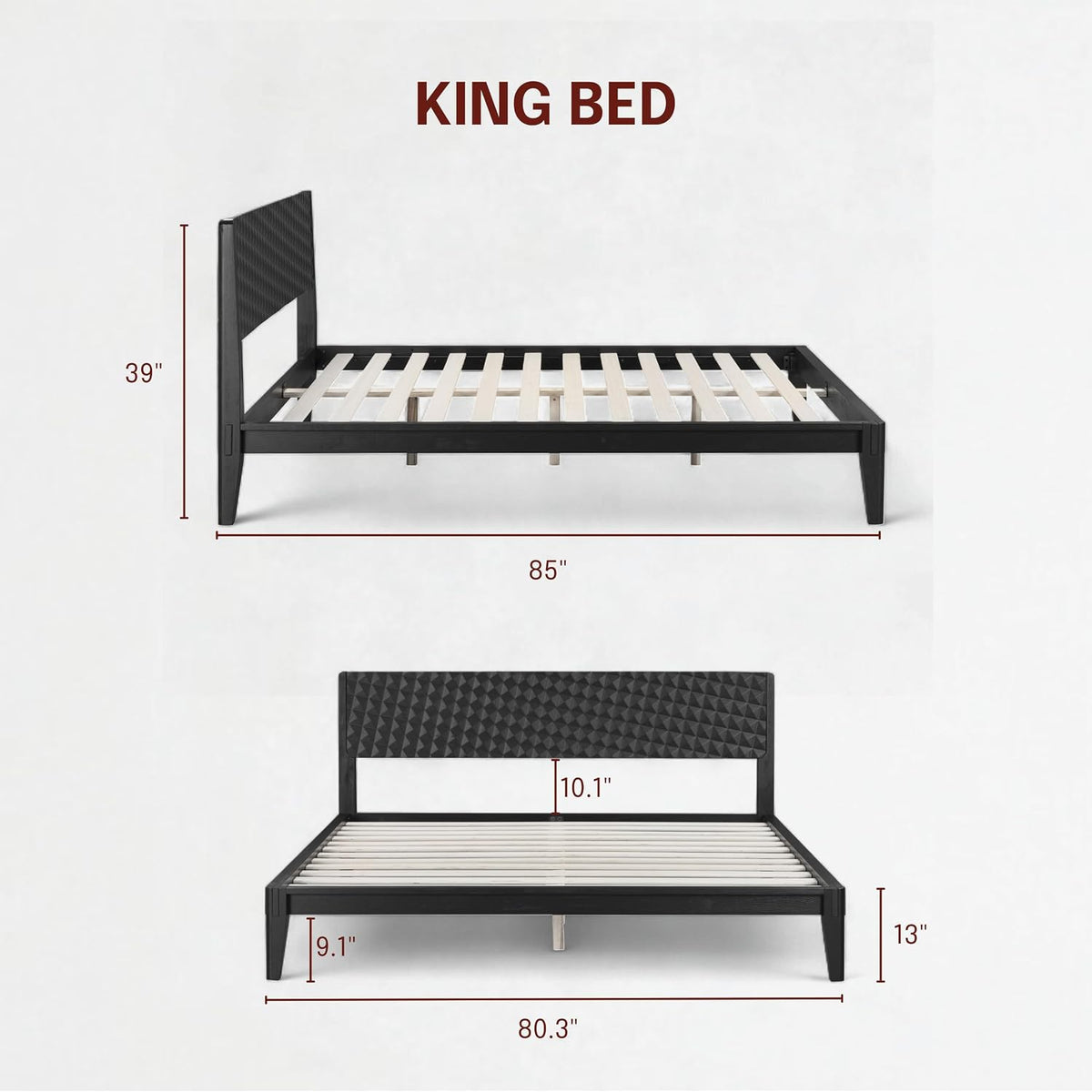 Sapa Solid Wood Platform Bed Frame With Headboard