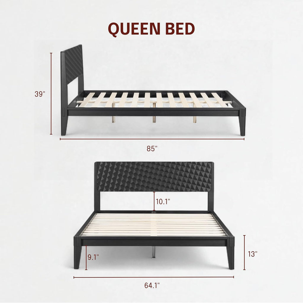 Sapa Solid Wood Platform Bed Frame With Headboard