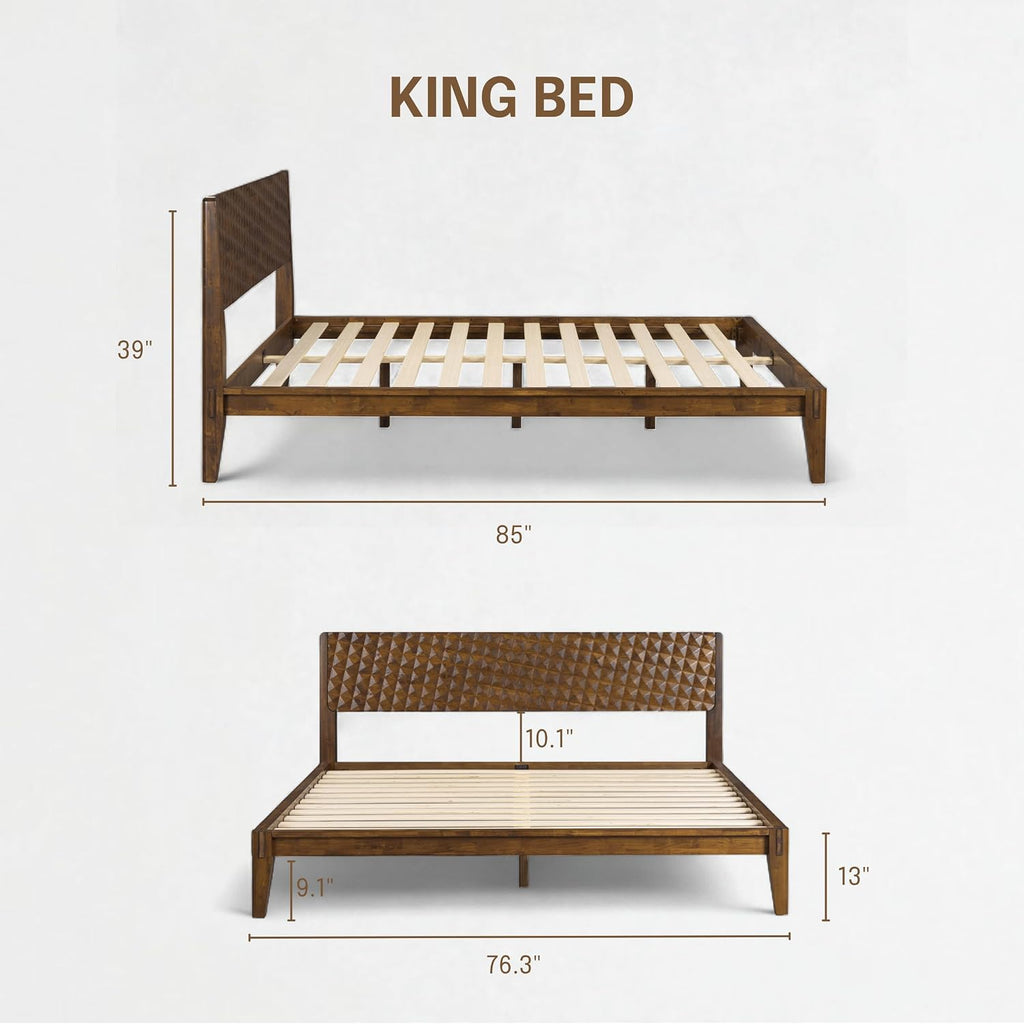 Sapa Solid Wood Platform Bed Frame With Headboard