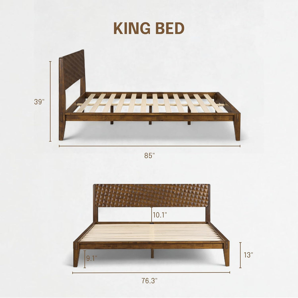 Sapa Solid Wood Platform Bed Frame With Headboard