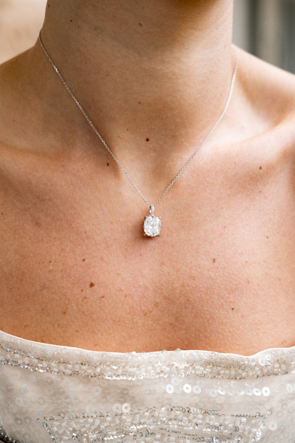 SYDNEY SOIRÉE  ELAINE CUSHION CUT PENDANT SILVER