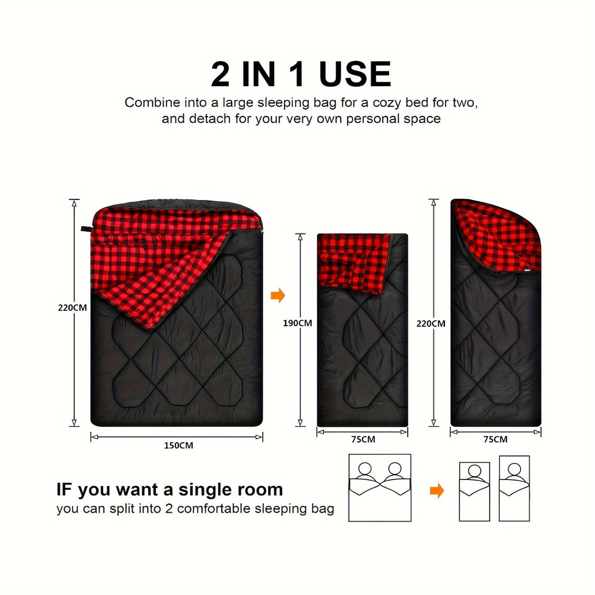 Double Sleeping Bag for Camping (2-Person)