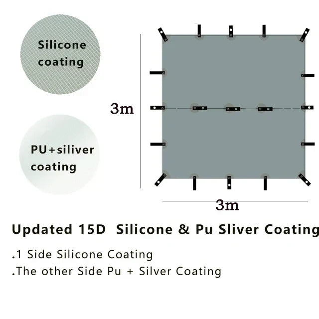 Ultralight Silicone Coated Nylon Camping Tent (Grey)