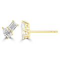 Toi Et Moi 0.60ct  Lab Grown Diamond Pear / Emerald Studs 18k Yellow Gold