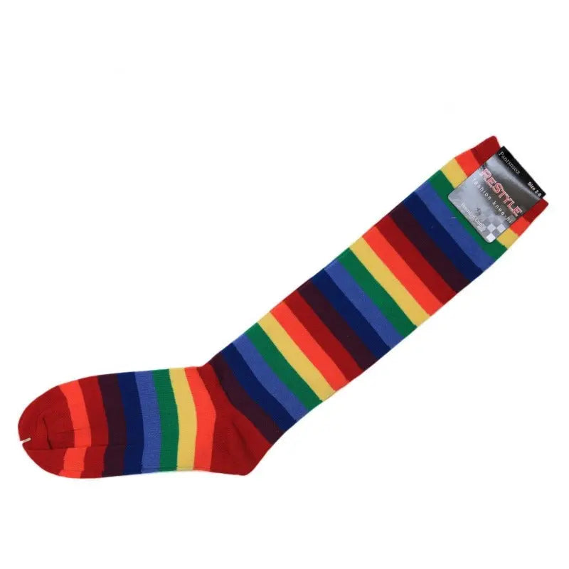 Premium Cotton Stripe Womens Knee High Socks Kids Party Costume Rainbow Socks