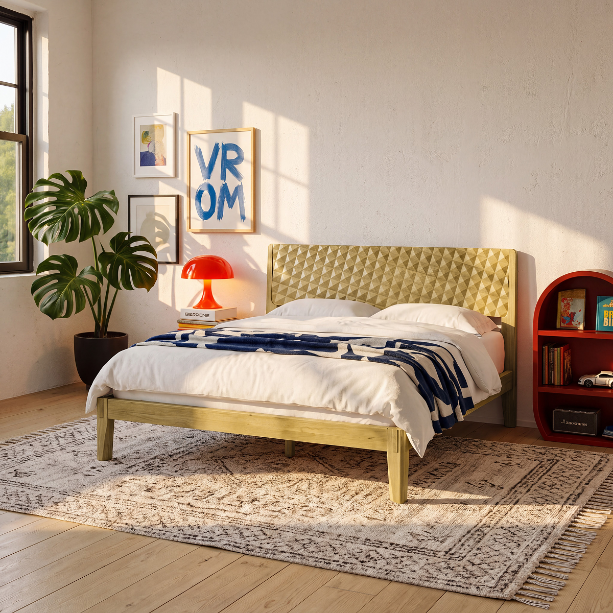 Sapa Solid Wood Platform Bed Frame With Headboard