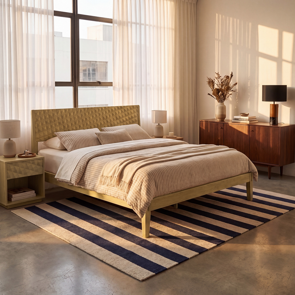 Sapa Solid Wood Platform Bed Frame With Headboard