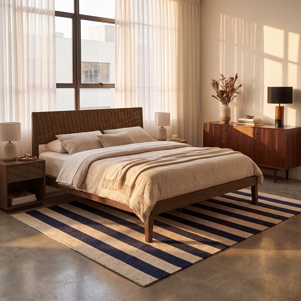 Sapa Solid Wood Platform Bed Frame With Headboard
