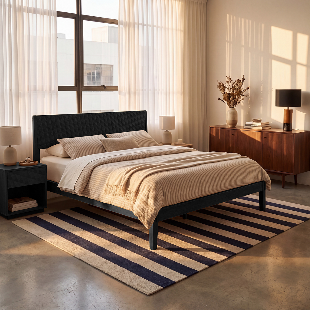 Sapa Solid Wood Platform Bed Frame With Headboard