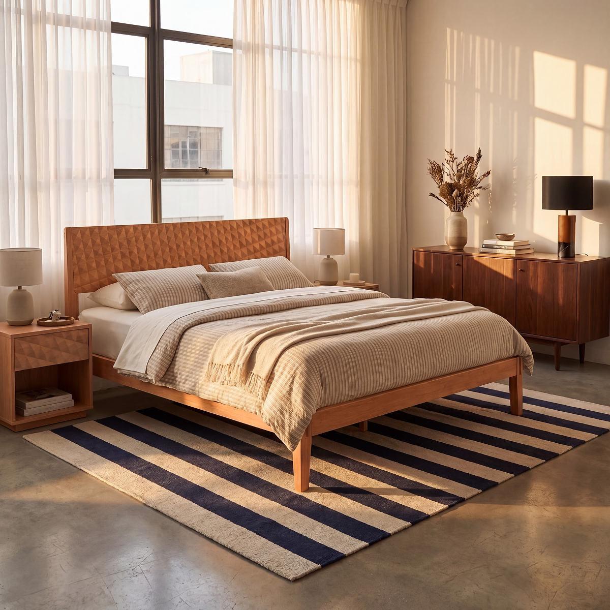 Sapa Solid Wood Platform Bed Frame With Headboard