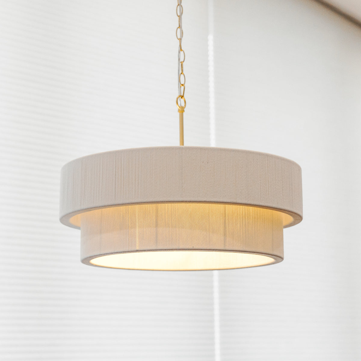 Sorrento Double Tiered Rope Chandelier - White/Gold