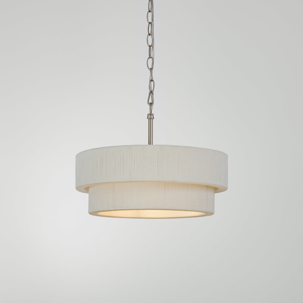 Sorrento Double Tiered Rope Chandelier - White/Nickel