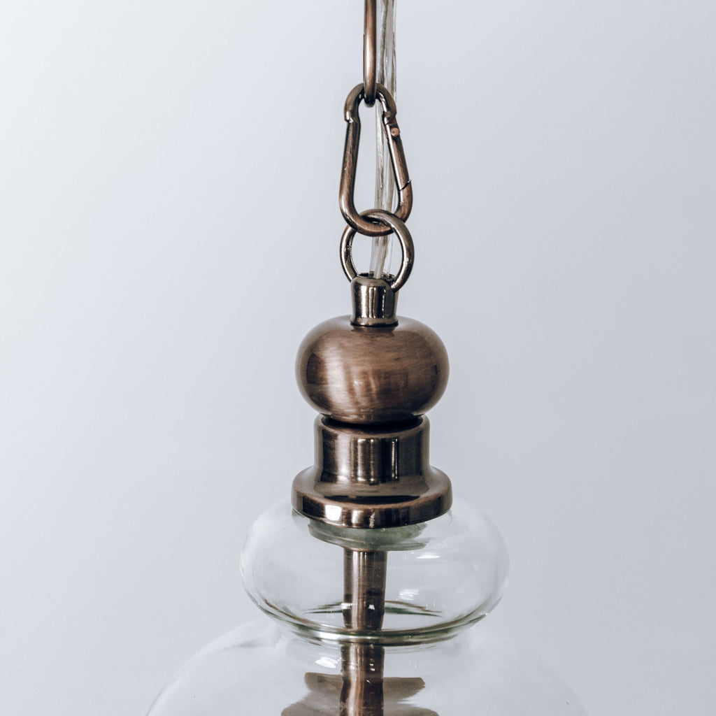 Gracie Glass Bell Shape Pendant Light - Brushed Antique Copper