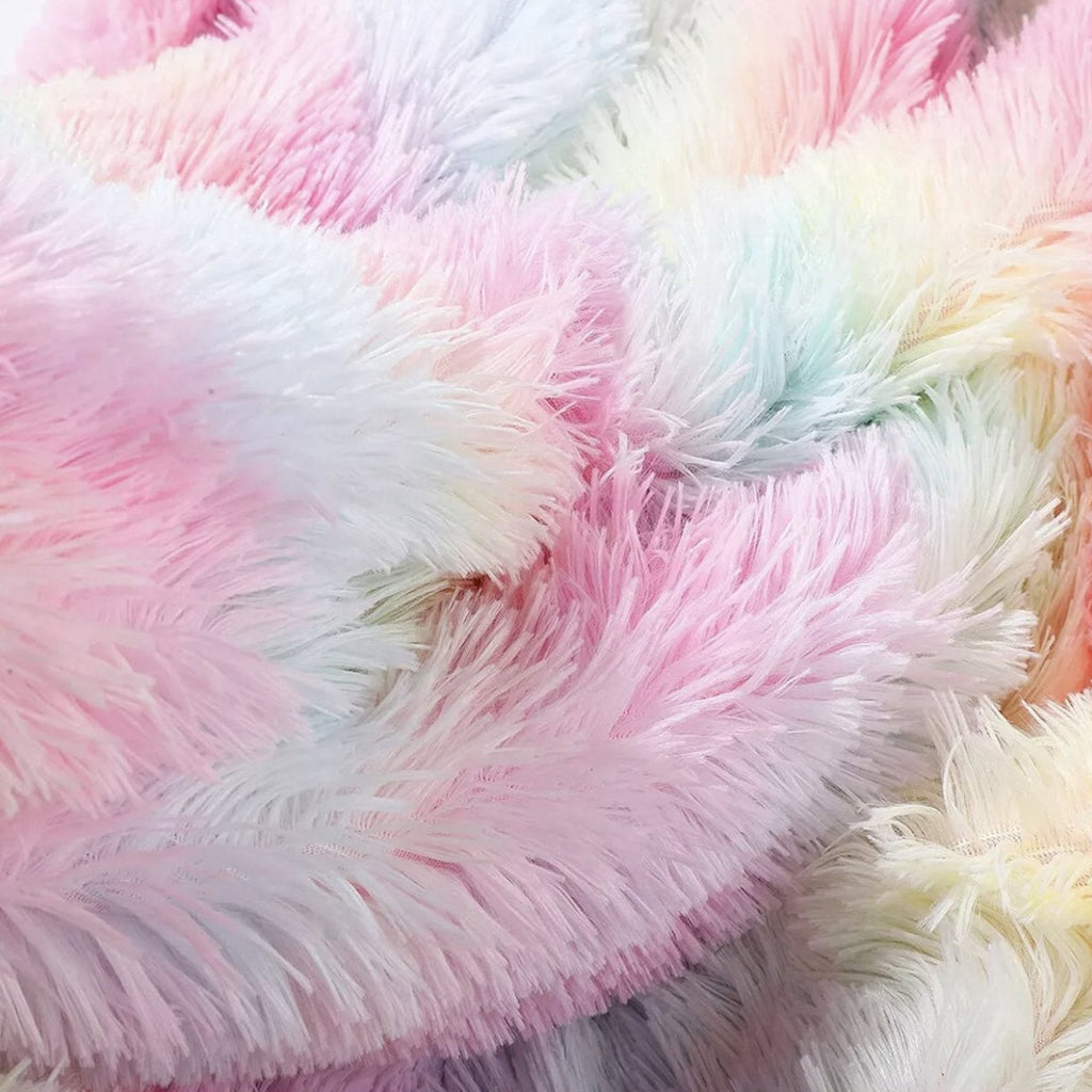 Rainbow Tie Dye Shaggy Fur Unicorn Blanket
