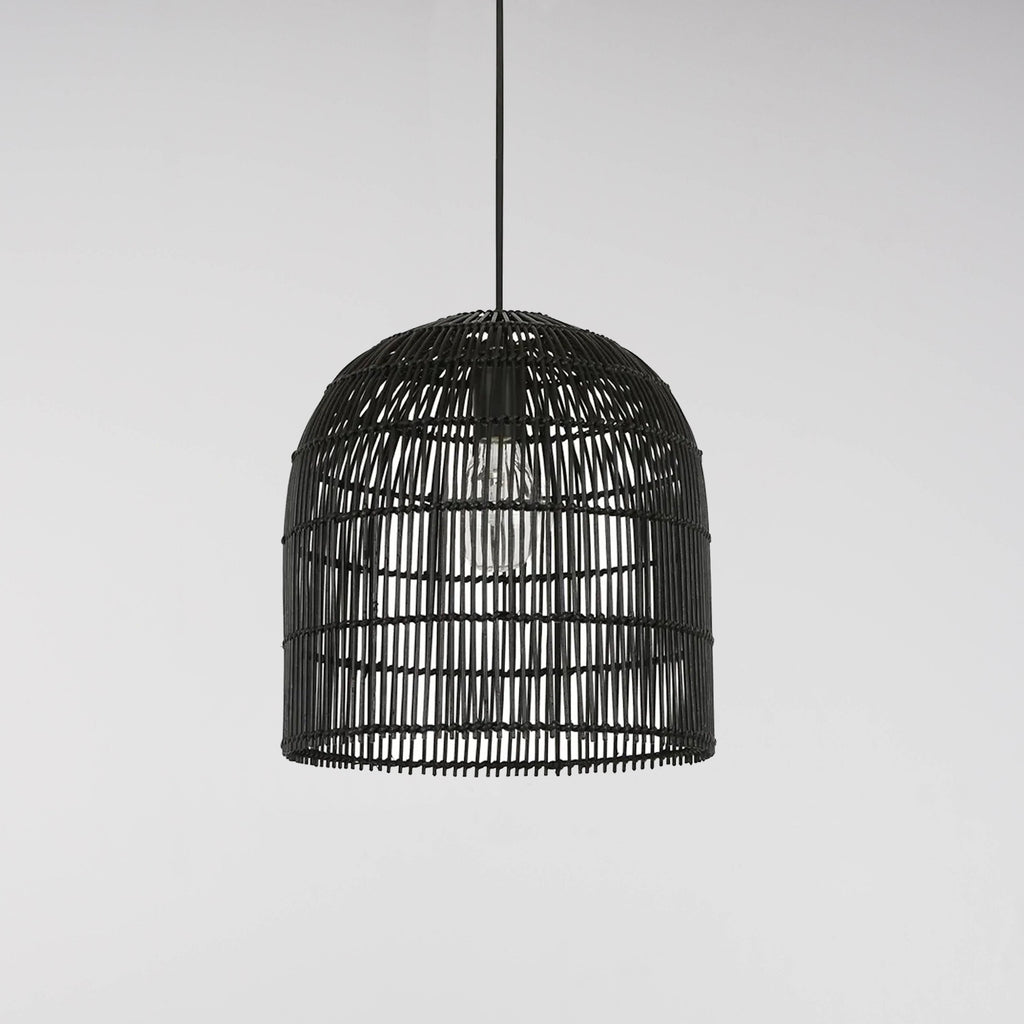 Siena Rattan Cane Wicker Pendant Light - Black