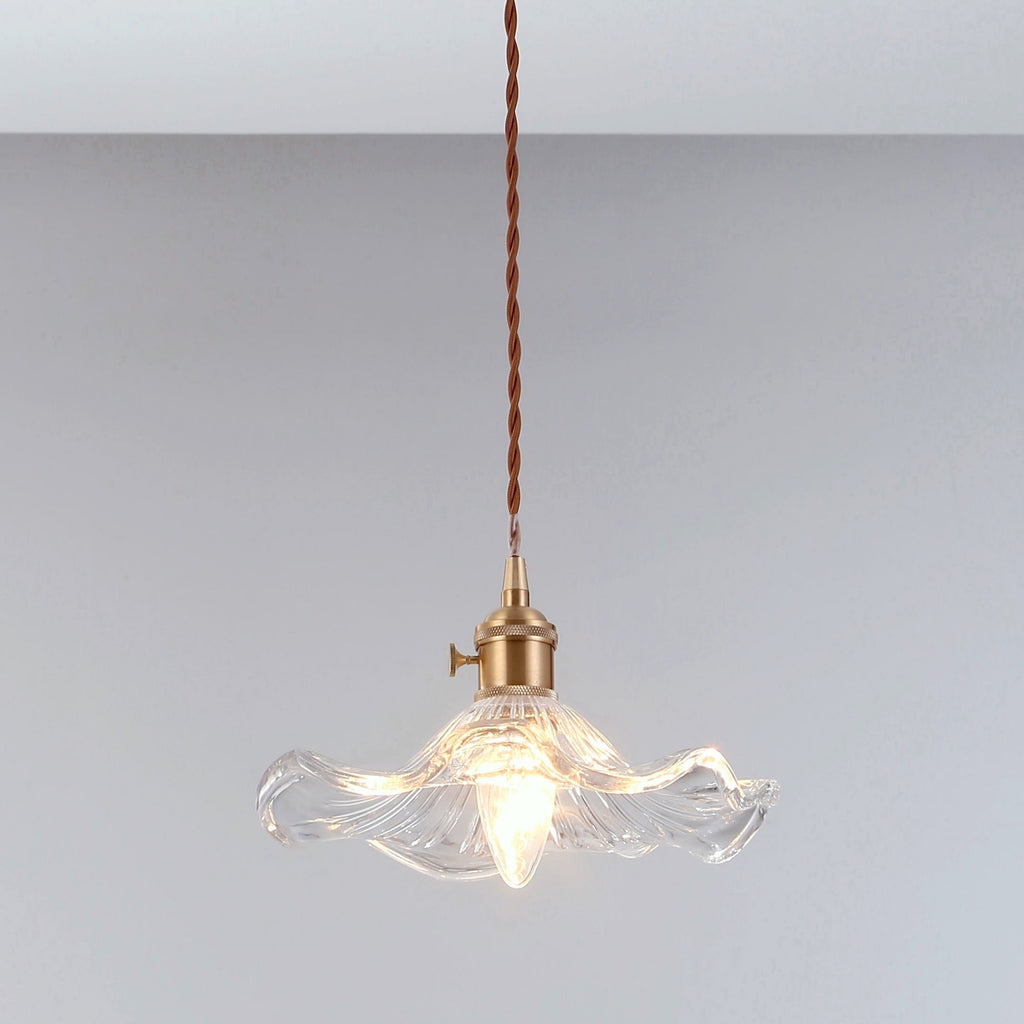 Jenna Vintage Scallop Edge Glass Pendant Light