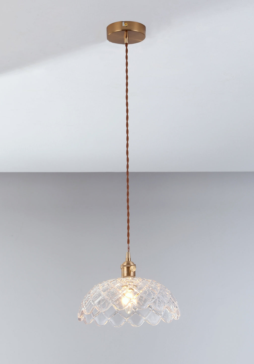 Isabel Vintage Scallop Edge Glass Pendant Light