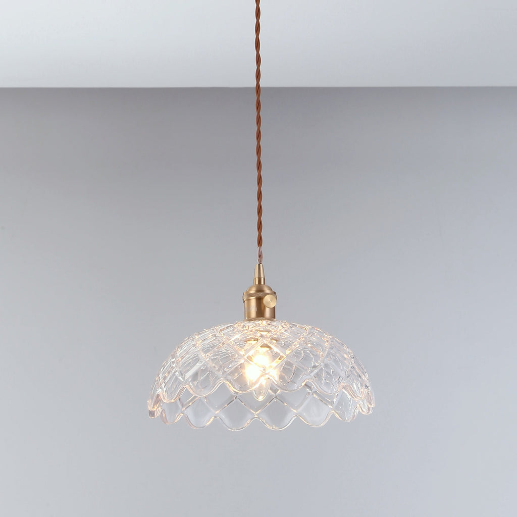 Isabel Vintage Scallop Edge Glass Pendant Light