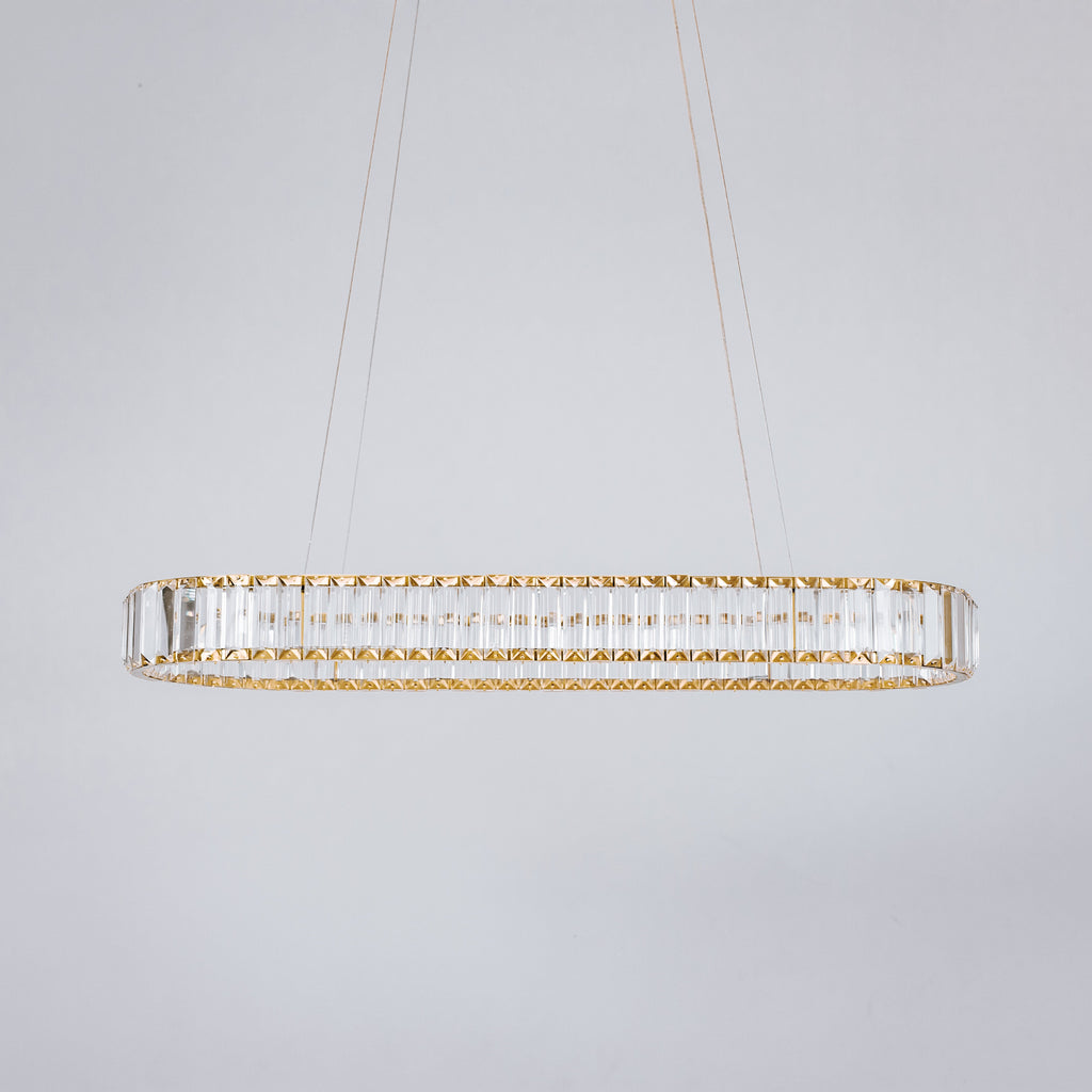 Quivira Oval Crystal LED Chandelier - Gold Hardware