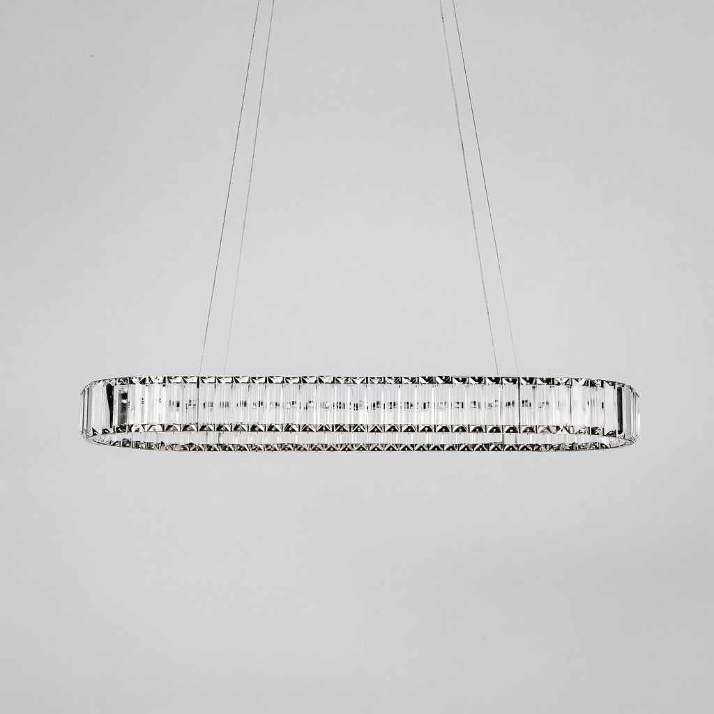 Quivira Oval Crystal LED Chandelier - Black Hardware