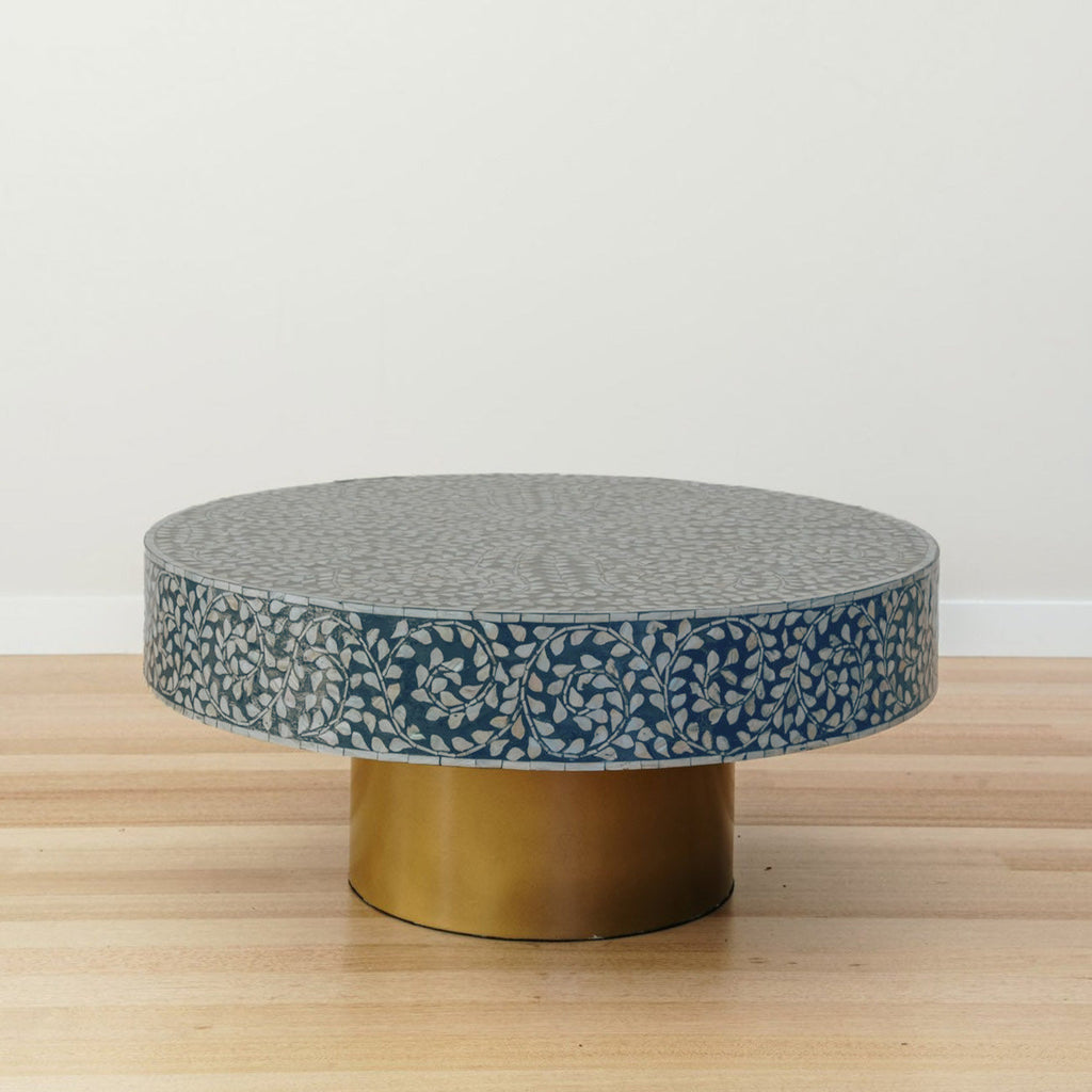 Amelia Mother of Pearl Inlay Coffee Table - Blue