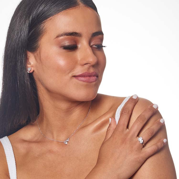 Toi Et Moi 1.00ct Lab Grown Diamond Necklace in 18K White Gold