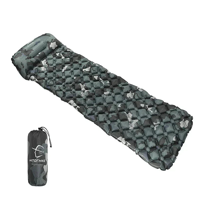 Outdoor Inflatable Sleeping Pad With Pillows For Camping